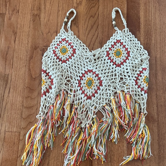 Miss Me Tops - Miss Me Cream Crochet Top
